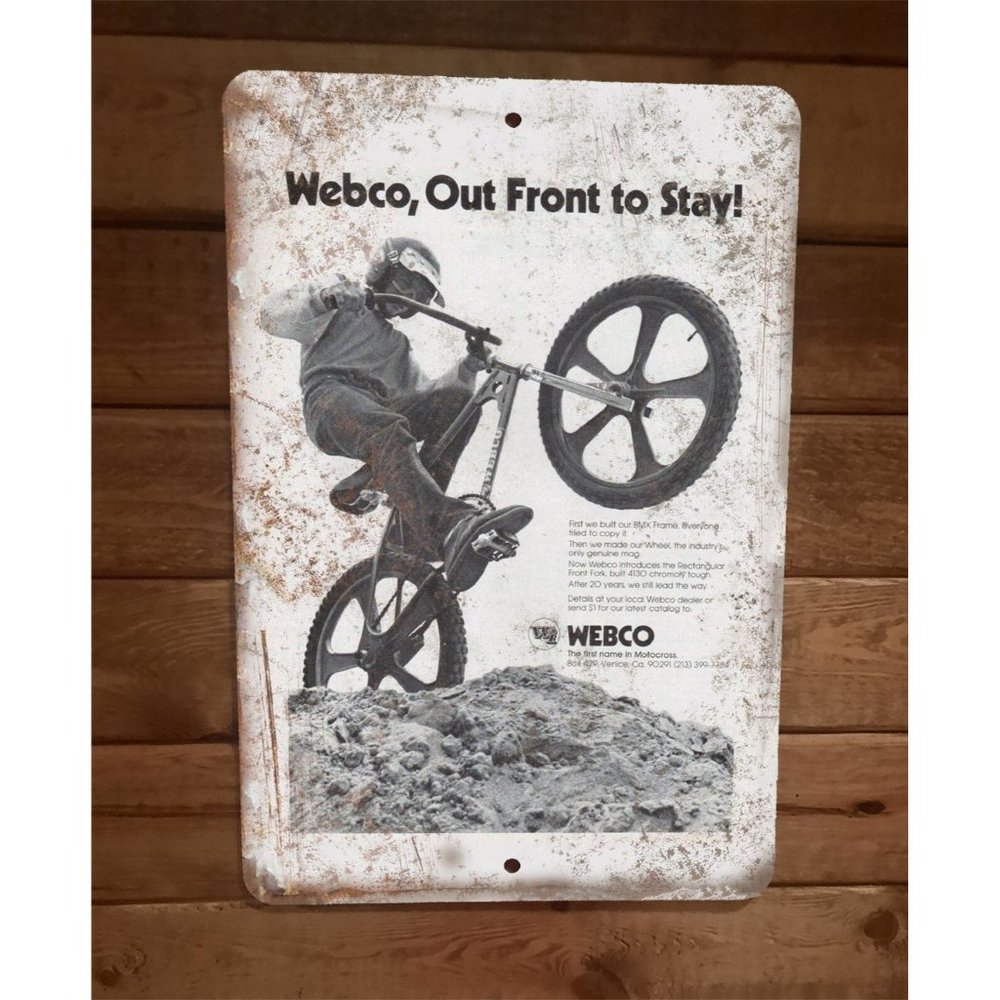 Webco Out Front to Stay Vintage‎ Bicycle Ad 8x12 Metal Wall Sign